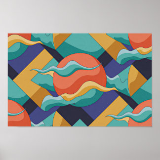 Póster de ondas geométricas abstractas