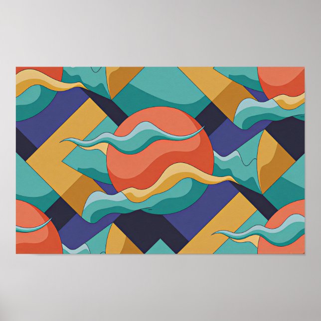 Póster de ondas geométricas abstractas (Frente)
