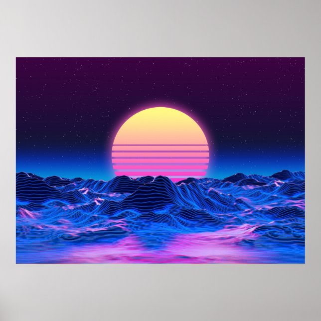 Poster de ondas sintéticas | Arte mural retroondas (Frente)