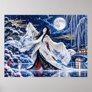 Póster de Onnagata Japonés Luna de Nieve