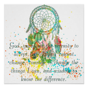 Póster de oración de serenidad con atrapasueños sa