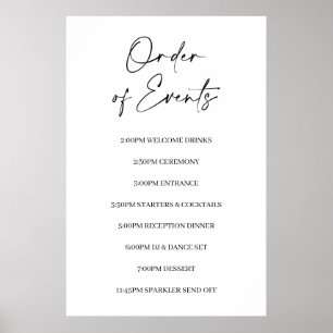 Póster de Orden de Eventos de Boda Minimalista