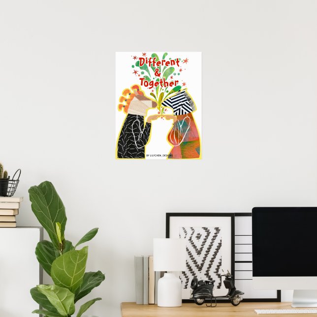 Póster de orgullo Diferentes & Juntos – Arte de un (Oficina en casa)