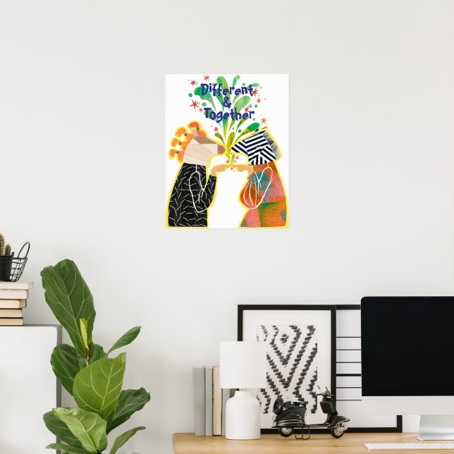 Póster de orgullo Diferentes & Juntos – Arte de un (Oficina en casa)