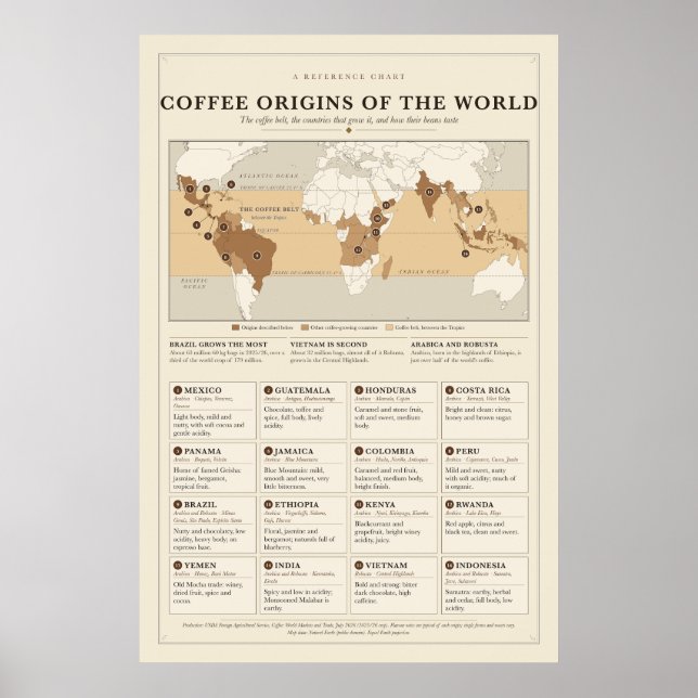 Póster de Orígenes del Café (Frente)
