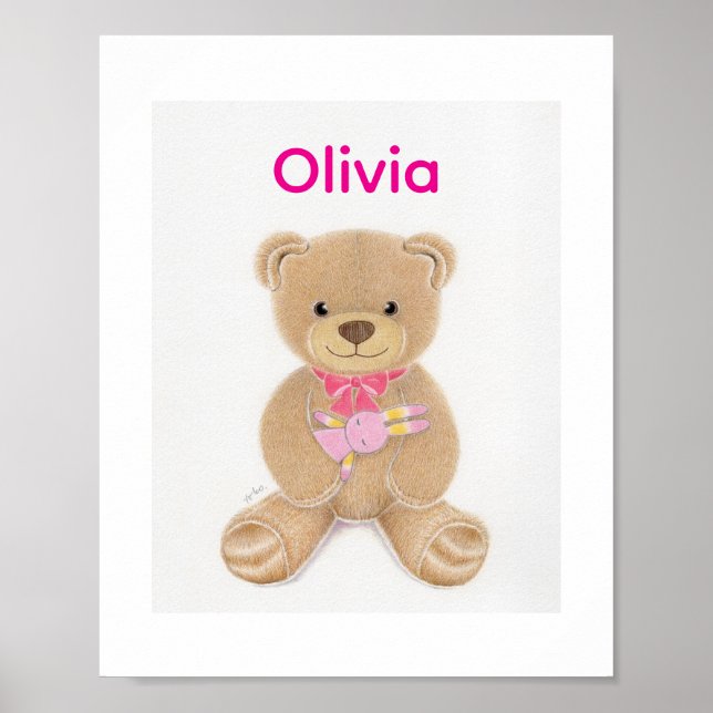 Póster de osito de peluche personalizado para la h (Frente)