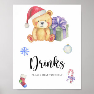 Póster de oso de invierno - Bebidas ayúdate a ti m