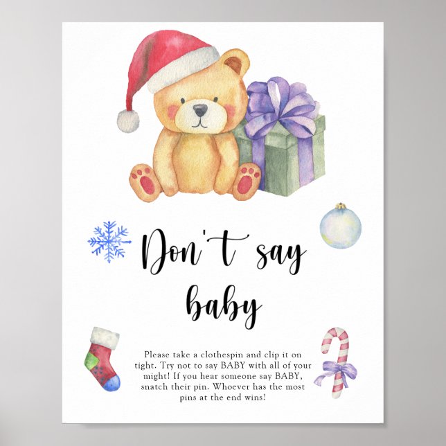 Póster de Oso de Invierno - No digas bebé (Frente)