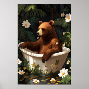 Póster de oso en la bañera, Póster divertido de an