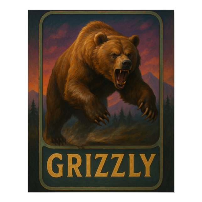 Póster de oso grizzly (Anverso)