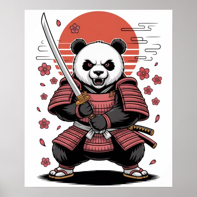 Póster de Oso Panda Samurái (Frente)