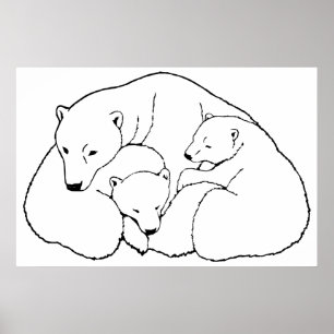 Poster de oso polar con Cubs Poster de arte de vid