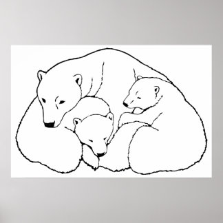 Poster de oso polar con Cubs Poster de arte de vid