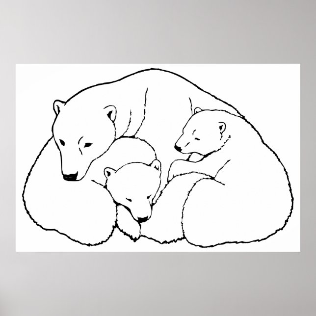 Poster de oso polar con Cubs Poster de arte de vid (Frente)