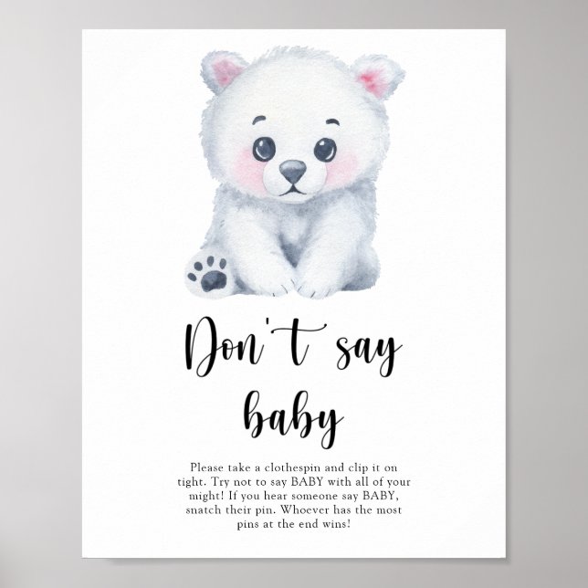 Póster de oso polar - No digas bebé (Frente)