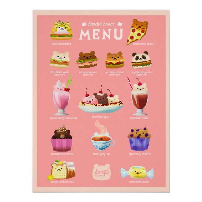 Poster de osos de comida (Anverso)