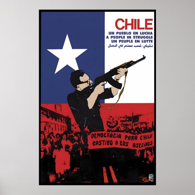 Póster de OSPAAAL Chile Un pueblo en lucha (Frente)