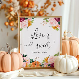 Póster de otoño burgundy amor es dulce toma un reg