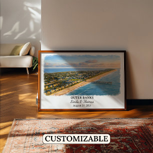 Póster de Outer Banks Carolina del Norte, Acuarela