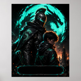 Póster de padre e hijo cyberpunk