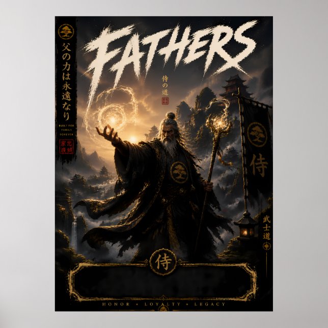 Póster de padre samurái de fantasía (Frente)