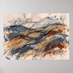 Póster de paisaje abstracto azul óxido
