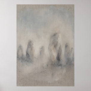 Póster de paisaje abstracto gris brumoso