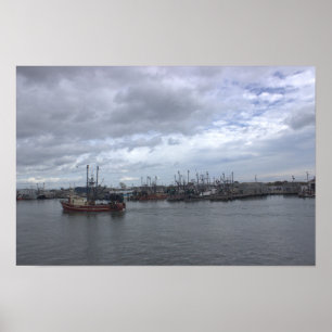 Póster de paisaje acuático de barco de Rhode Islan