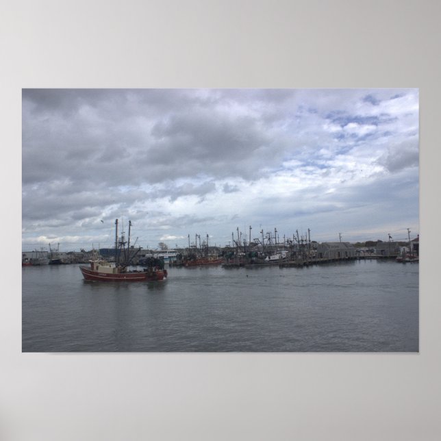 Póster de paisaje acuático de barco de Rhode Islan (Frente)