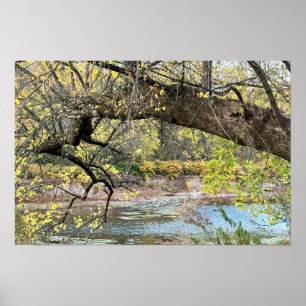 Póster de paisaje acuático de otoño