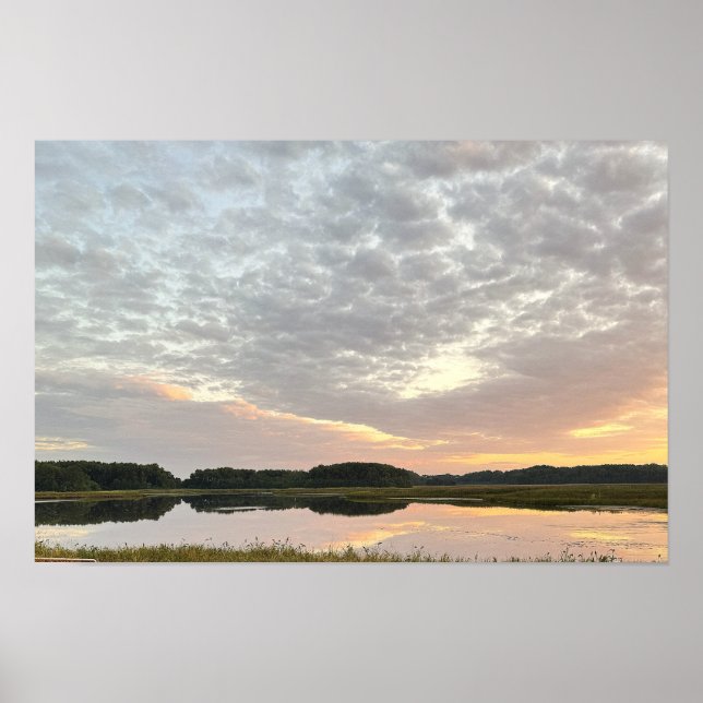 Póster de paisaje acuático de reflejos del atardec (Frente)