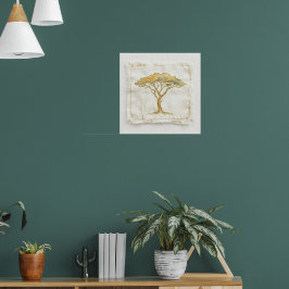 Póster de paisaje de árbol de acacia vintage