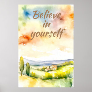 Poster de paisaje de arte de pared de acuarela mot