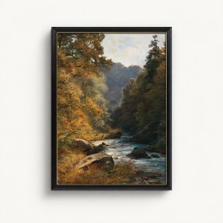 Póster de paisaje de ciervos junto al arroyo del b
