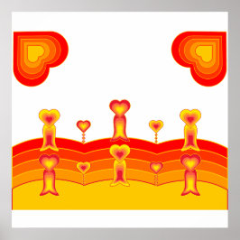 Póster de paisaje de corazones