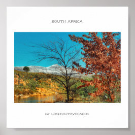 Póster de paisaje de invierno y otoño de Sudáfrica