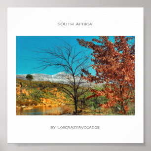 Póster de paisaje de invierno y otoño de Sudáfrica
