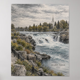 Póster de paisaje de montaña con cascada #112