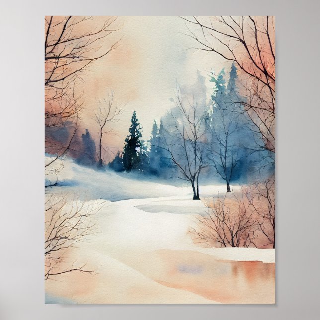 Póster de paisaje en acuarela (Frente)