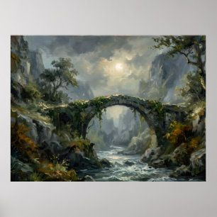 Póster de paisaje espiritual del puente a la luz d