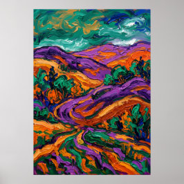 Póster de paisaje expresionista fauvista | Púrpura