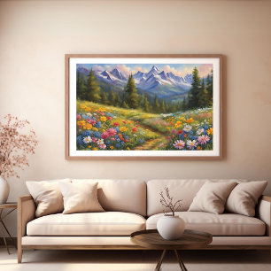 Póster de paisaje Perdido en un campo de flores 