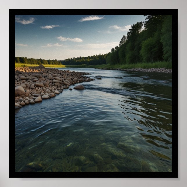 Póster de paisaje rural del río pacífico (Frente)