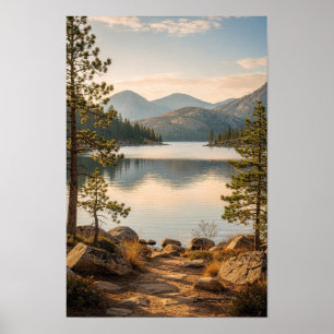 Póster de paisaje silvestre del lago enmarcado en 