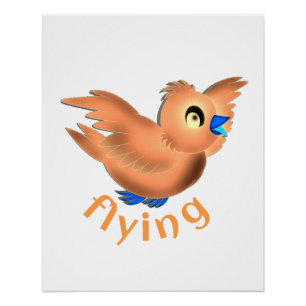 Póster de pájaro de dibujos animados lindo