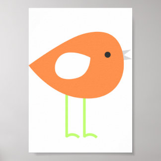 Póster de pájaro naranja lindo