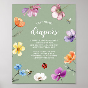Póster de pañales tardíos para baby shower de Wild