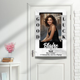 Póster de pancarta de puerta de presentación de hi