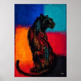 Póster de Pantera Negra expresionista en Campos de