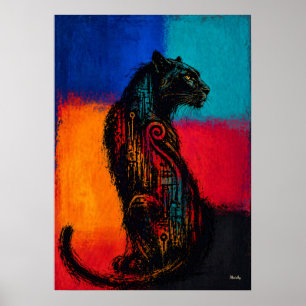 Póster de Pantera Negra expresionista en Campos de